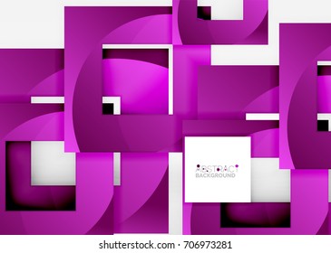 Squares geometric object in light 3d space, vector abstract background