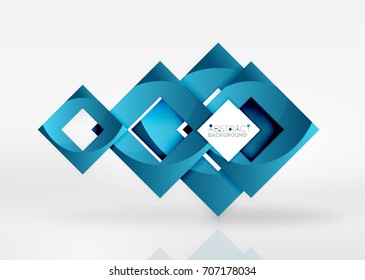Squares geometric object in light 3d space, vector abstract background