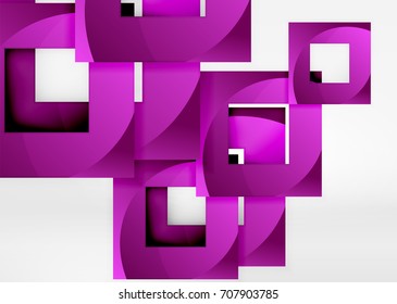 Squares geometric object in light 3d space, vector abstract background