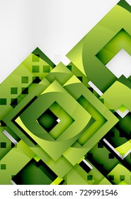 Squares geometric object in light 3d space, vector abstract background