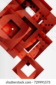 Squares geometric object in light 3d space, vector abstract background