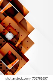 Squares geometric object in light 3d space, vector abstract background