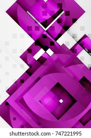 Squares geometric object in light 3d space, vector abstract background