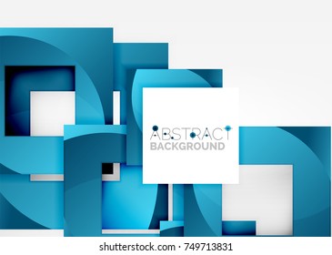 Squares geometric object in light 3d space, vector abstract background