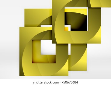 Squares geometric object in light 3d space, vector abstract background