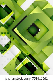 Squares geometric object in light 3d space, vector abstract background