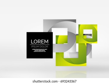 Cuadraba formas geométricas en un espacio 3d de color gris claro. Fondo abstracto vectorial