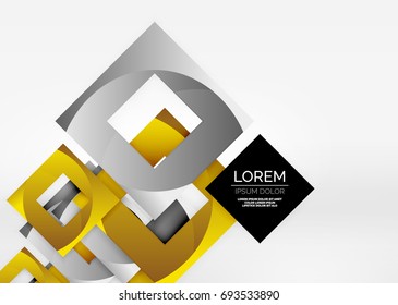Cuadraba formas geométricas en un espacio 3d de color gris claro. Fondo abstracto vectorial
