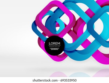 Squares geometric shapes in light grey 3d space. Vector abstract background