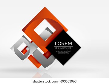 Cuadraba formas geométricas en un espacio 3d de color gris claro. Fondo abstracto vectorial
