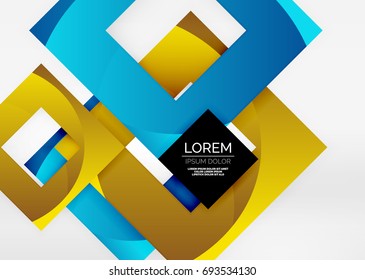Squares geometric shapes in light grey 3d space. Vector abstract background