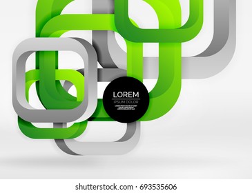 Squares geometric shapes in light grey 3d space. Vector abstract background