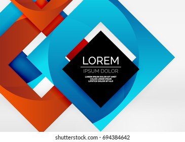 Squares geometric shapes in light grey 3d space. Vector abstract background