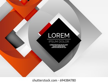Squares geometric shapes in light grey 3d space. Vector abstract background