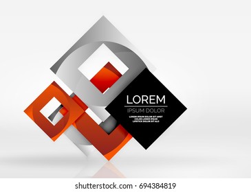 Squares geometric shapes in light grey 3d space. Vector abstract background