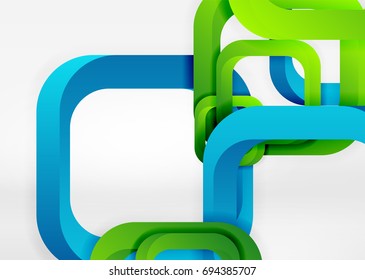 Squares geometric shapes in light grey 3d space. Vector abstract background
