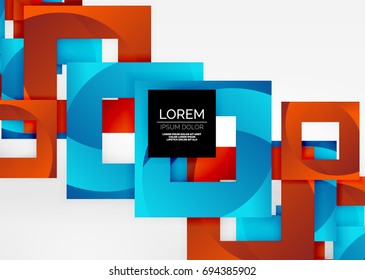 Squares geometric shapes in light grey 3d space. Vector abstract background