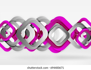 Cuadraba formas geométricas en un espacio 3d de color gris claro. Fondo abstracto vectorial