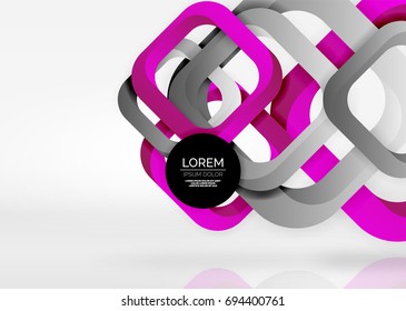 Squares geometric shapes in light grey 3d space. Vector abstract background