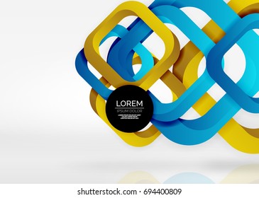 Squares geometric shapes in light grey 3d space. Vector abstract background