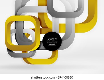 Squares geometric shapes in light grey 3d space. Vector abstract background