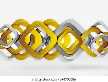 Squares geometric shapes in light grey 3d space. Vector abstract background