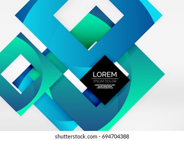Squares geometric shapes in light grey 3d space. Vector abstract background