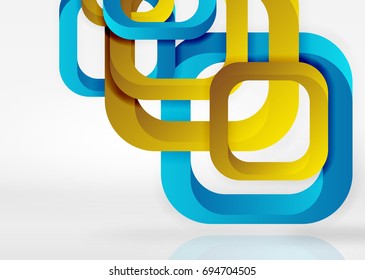Quadriert geometrische Formen in hellgrauem 3D-Raum. Abstrakter Vektorhintergrund