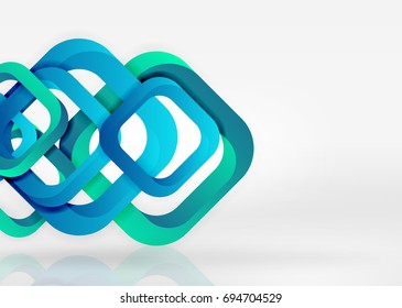 Cuadraba formas geométricas en un espacio 3d de color gris claro. Fondo abstracto vectorial