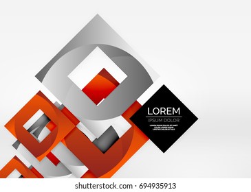 Cuadraba formas geométricas en un espacio 3d de color gris claro. Fondo abstracto vectorial