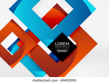 Squares geometric shapes in light grey 3d space. Vector abstract background