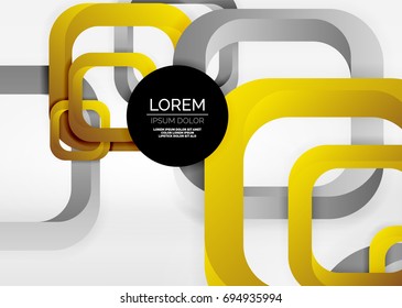 Squares geometric shapes in light grey 3d space. Vector abstract background