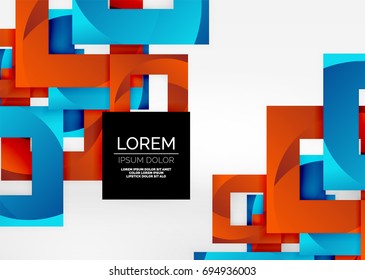 Squares geometric shapes in light grey 3d space. Vector abstract background
