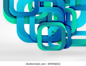 Squares geometric shapes in light grey 3d space. Vector abstract background