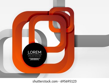 Squares geometric shapes in light grey 3d space. Vector abstract background