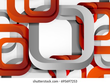 Cuadraba formas geométricas en un espacio 3d de color gris claro. Fondo abstracto vectorial