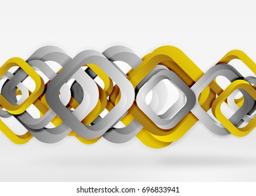 Squares geometric shapes in light grey 3d space. Vector abstract background