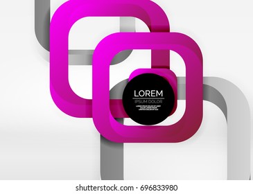 Cuadraba formas geométricas en un espacio 3d de color gris claro. Fondo abstracto vectorial