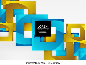 Squares geometric shapes in light grey 3d space. Vector abstract background