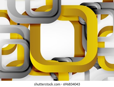 Squares geometric shapes in light grey 3d space. Vector abstract background