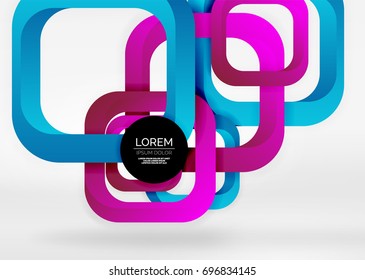 Squares geometric shapes in light grey 3d space. Vector abstract background