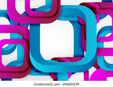 Squares geometric shapes in light grey 3d space. Vector abstract background