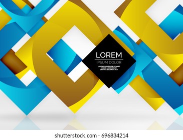 Squares geometric shapes in light grey 3d space. Vector abstract background