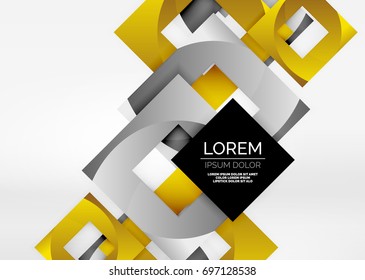 Cuadraba formas geométricas en un espacio 3d de color gris claro. Fondo abstracto vectorial