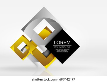 Cuadraba formas geométricas en un espacio 3d de color gris claro. Fondo abstracto vectorial