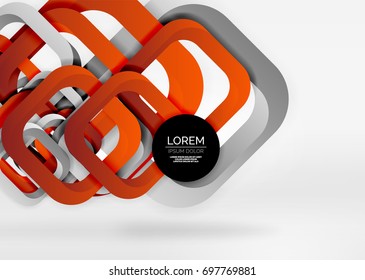 Squares geometric shapes in light grey 3d space. Vector abstract background