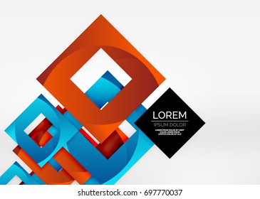 Squares geometric shapes in light grey 3d space. Vector abstract background