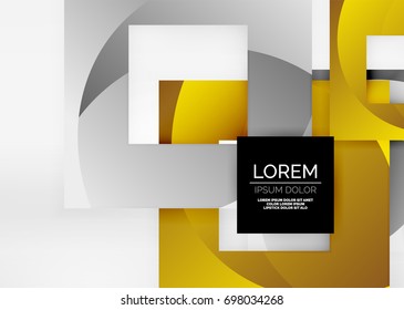 Squares geometric shapes in light grey 3d space. Vector abstract background