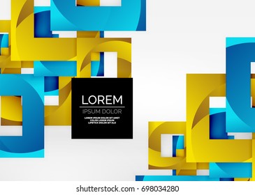 Squares geometric shapes in light grey 3d space. Vector abstract background