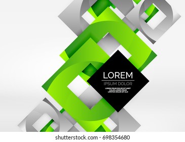 Squares geometric shapes in light grey 3d space. Vector abstract background